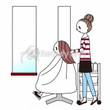 美容院・美容師・女性客のイラスト